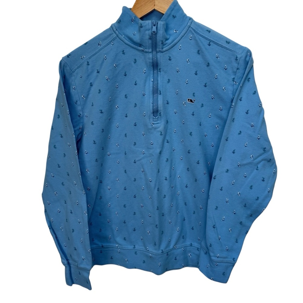 Vineyard Vines Blue Cotton Pullover | Quarter Zip | Size Small